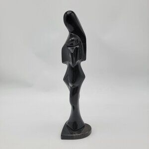 Abstract Black Stone Sculpture